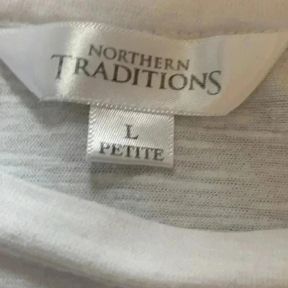 Northern Traditions petite NWOT embroidered and  embellished 3/4 sleeve T-shirt - Picture 4 of 7